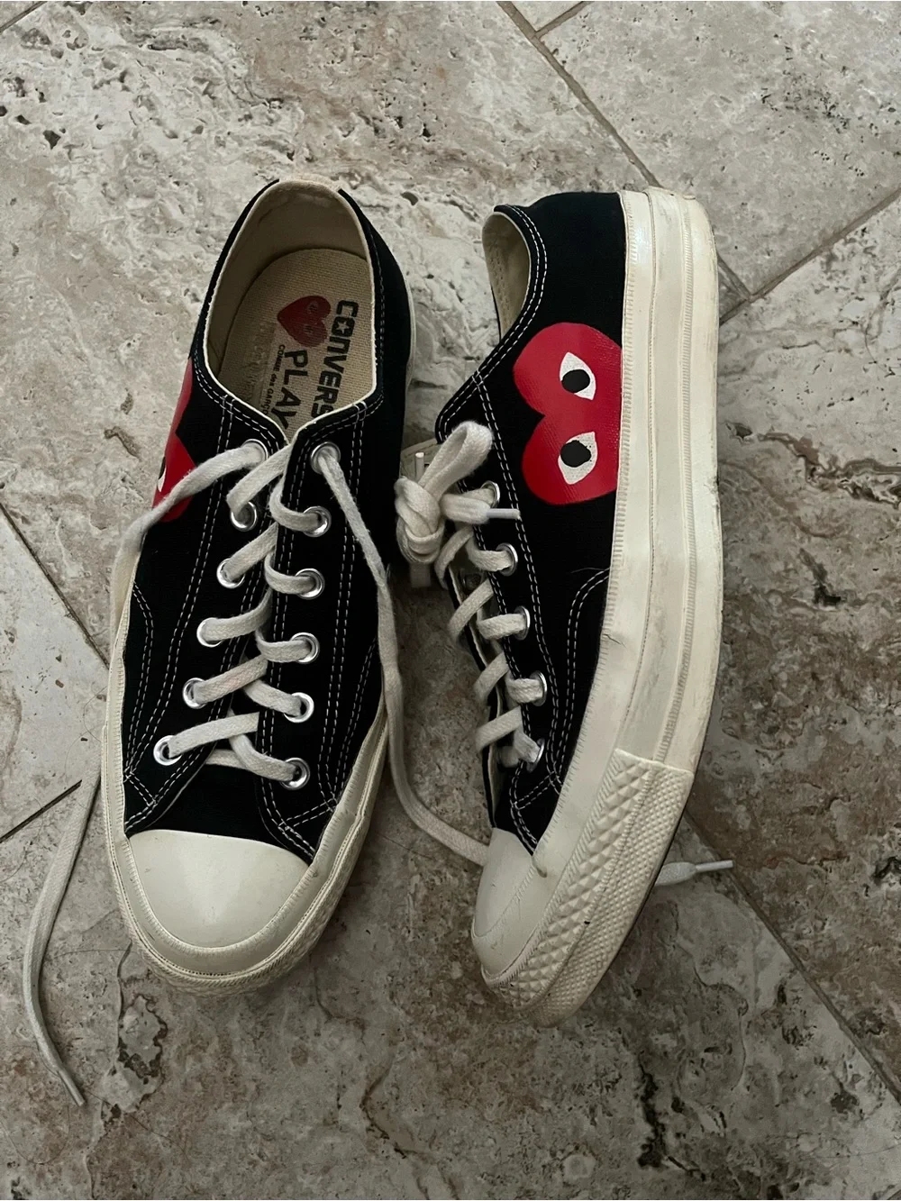 Converse unisex PLAY Black Canvas Low-Top Sneakers with Red Heart